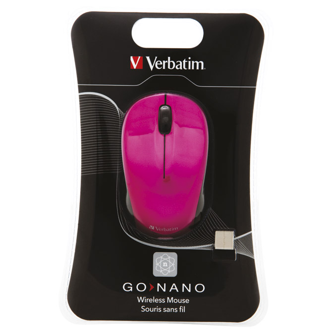 Miš usb 3tipke laserski bežični nano Verbatim 49043 roze blister